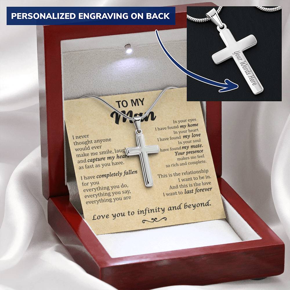 For Your Man - Capture My Heart - Cross Customize Engraved Cross Necklace