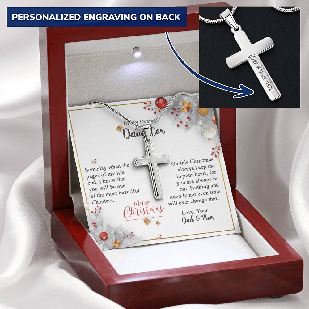 Cross Necklace Christmas Gift To Daughter Most Beautiful Chapters Customize Engraved Cross Necklace