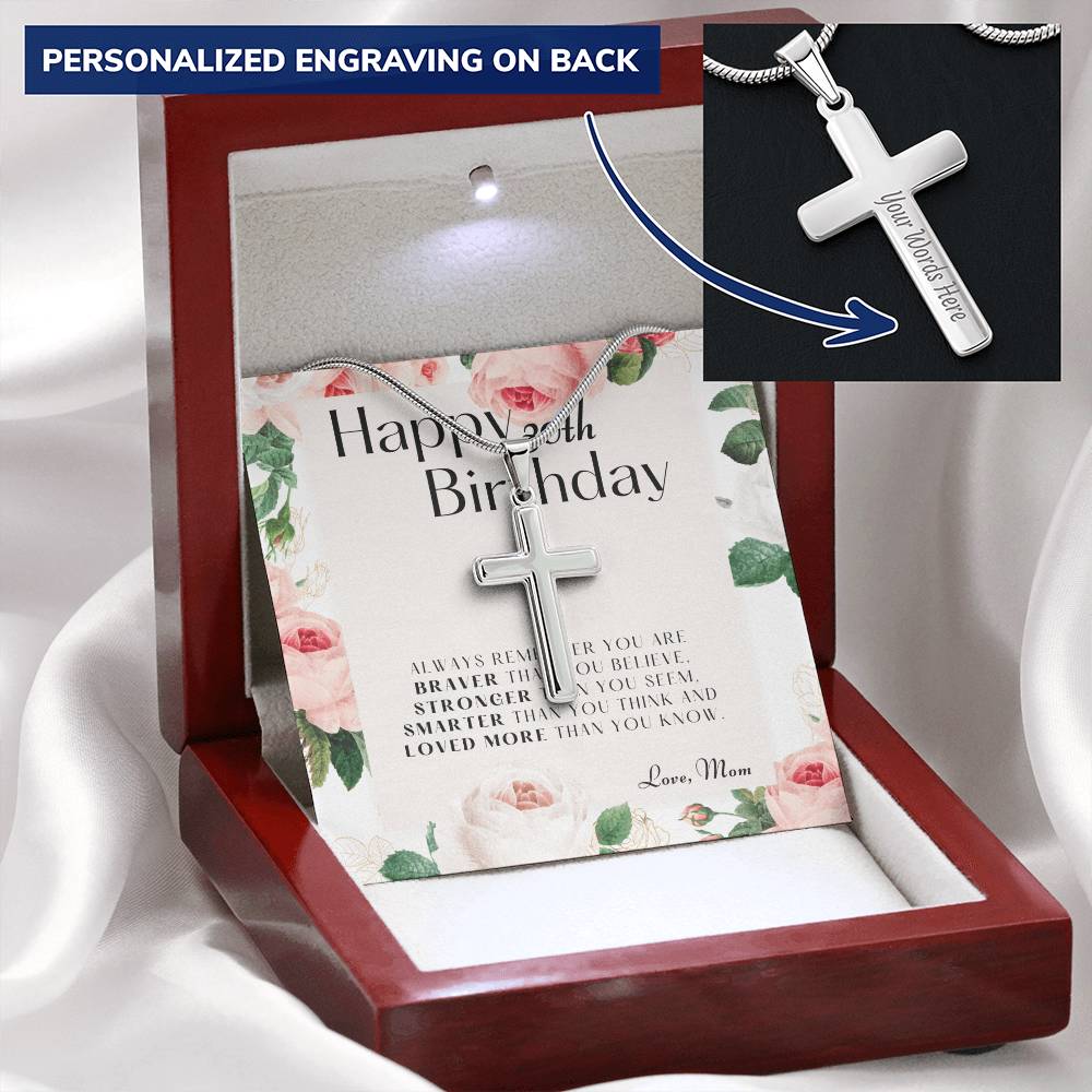 30Th Birthday Gifts For Daughter Necklace For Daughter 3 Decade Jewelry 30 Years Old Customize Engraved Cross Necklace