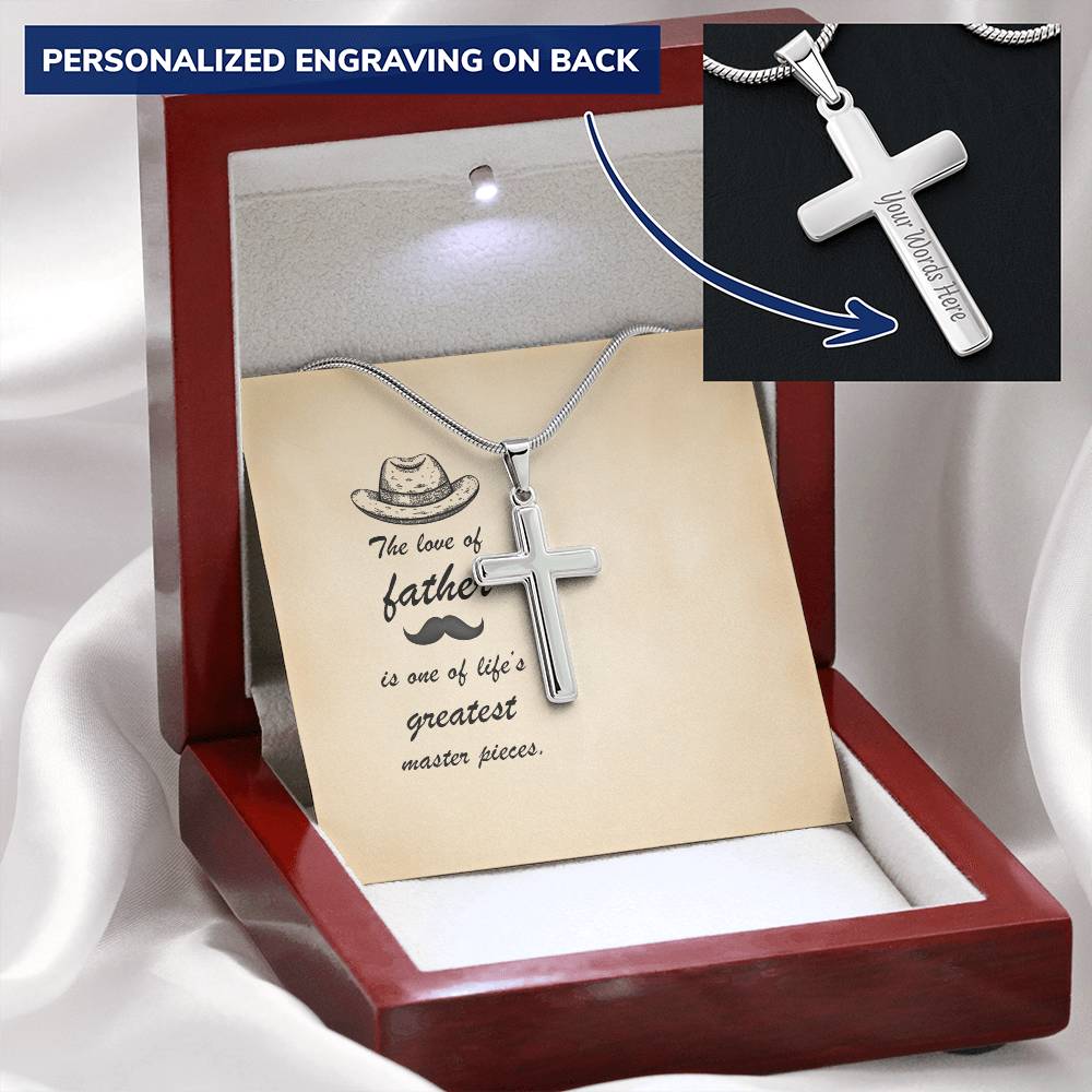 Gift For Dad Customize Cross Necklace Father Daughter To My Dad From Son Customize Engraved Cross Necklace