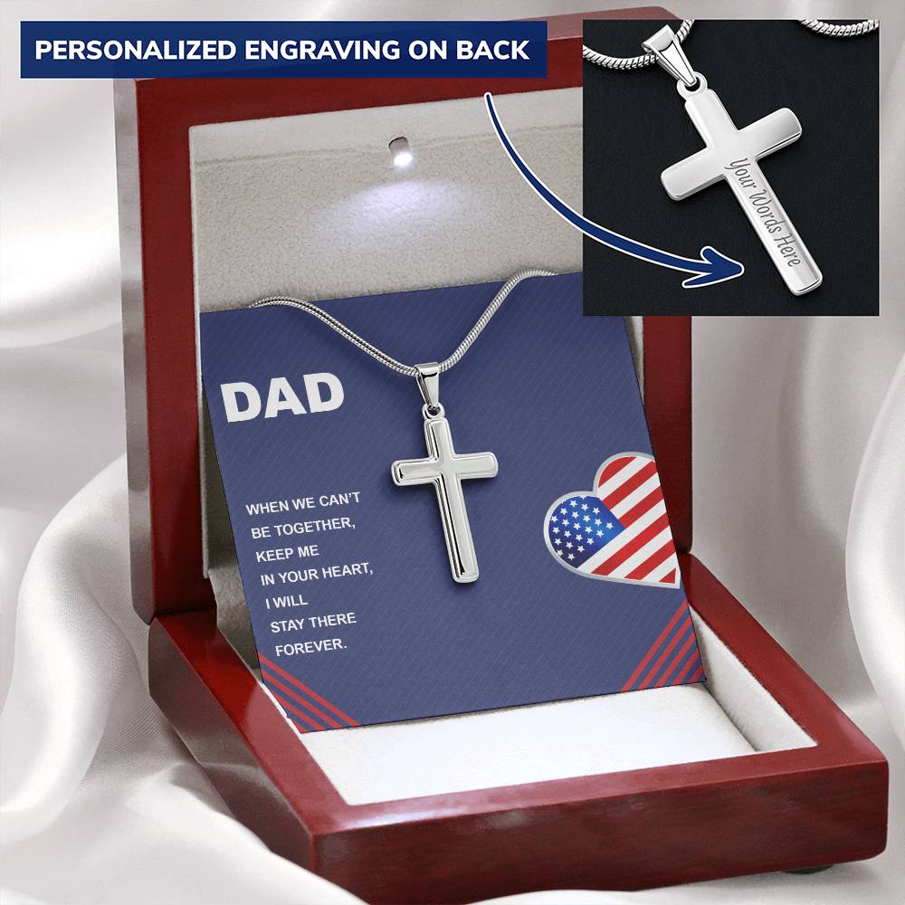 Gift For Dad Customize Cross Necklace Father Daughter To My Dad 4 Customize Engraved Cross Necklace