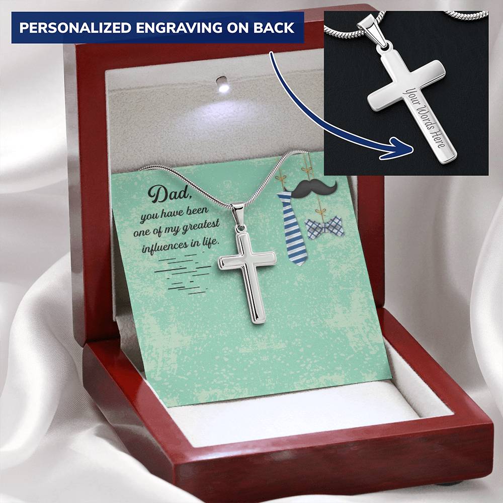 Gift For Dad Customize Cross Necklace Father Daughter To My Dad Custom Gift Customize Engraved Cross Necklace