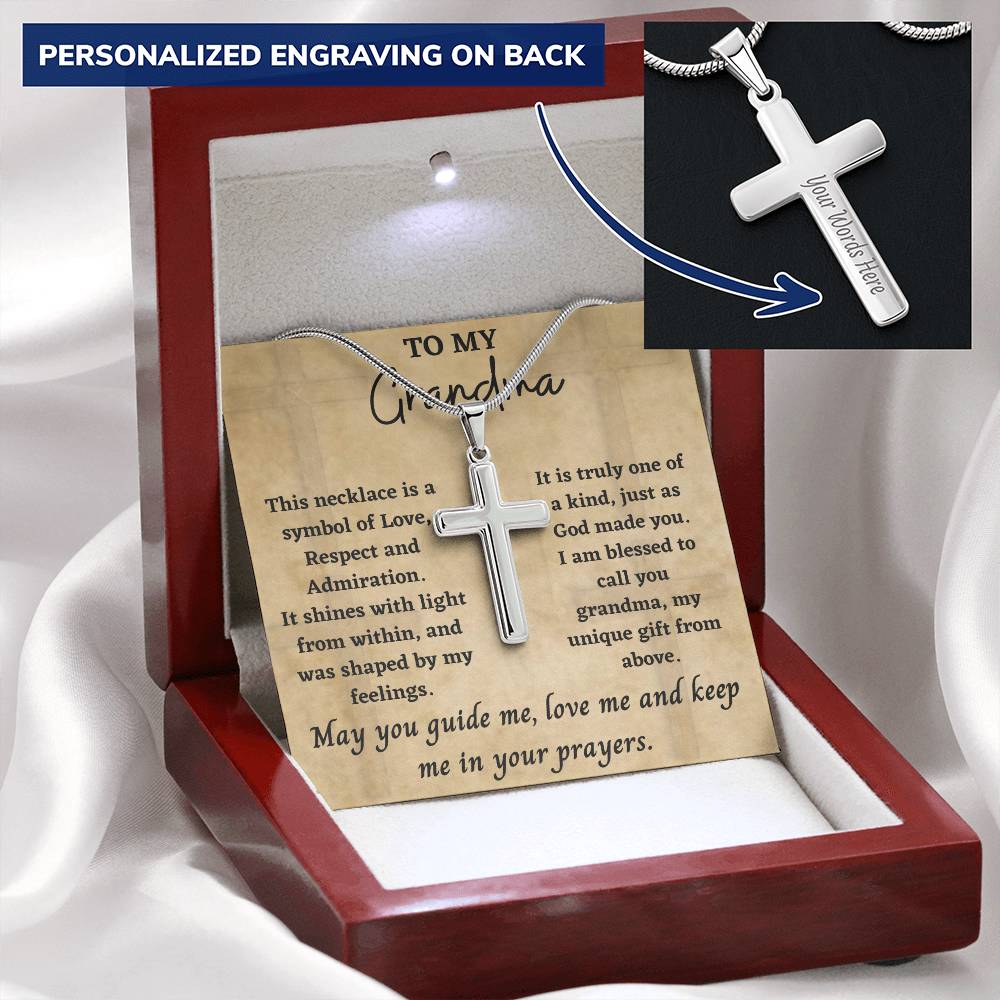 Cross Necklace For Grandma Customize Engraved Cross Necklace