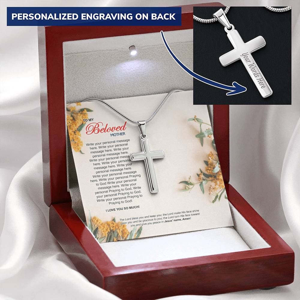 Cross Necklace - Mother's Day Customize Engraved Cross Necklace