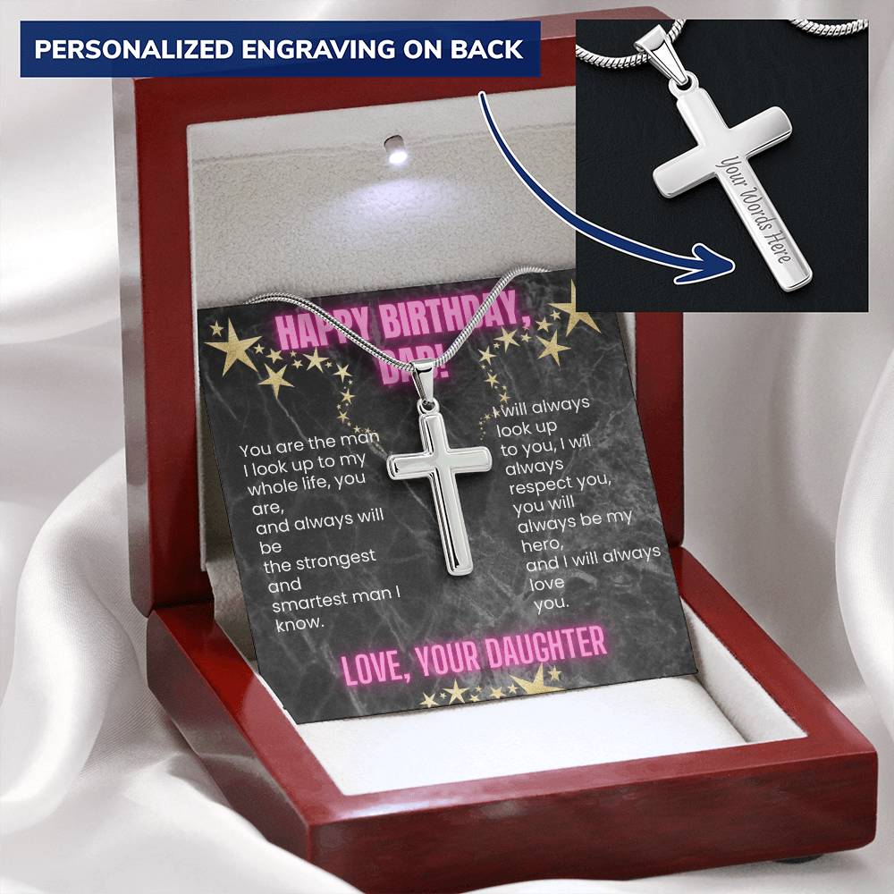 An Amazing Birthday Gift For Dad - The Customize Cross Necklace Customize Engraved Cross Necklace