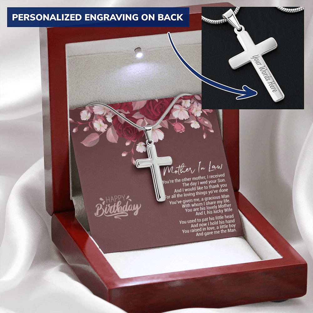 Birthday Celebration Ideas For Mother-In-Law Gift For Mother-In-Law Usa Gifts For Mother-In-Law Customize Engraved Cross Necklace