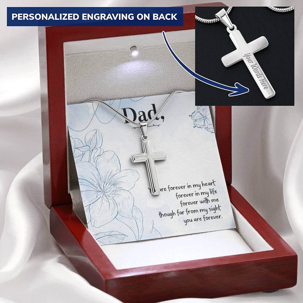 Gift For Dad Customize Cross Necklace Father Daughter To My Dad 5 Customize Engraved Cross Necklace
