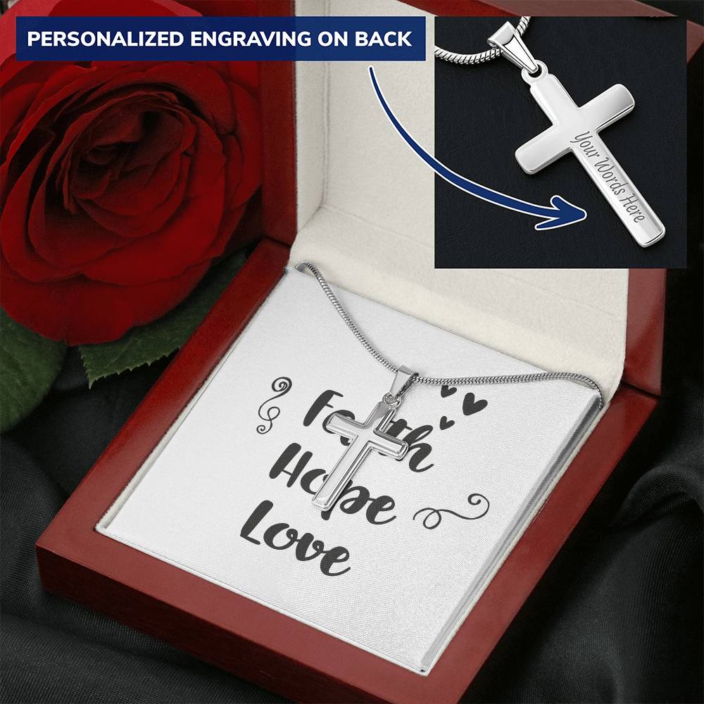 Bible Verses Custom Jewelry Heart Shape Pendent Necklace Faith Hope Love Customize Engraved Cross Necklace