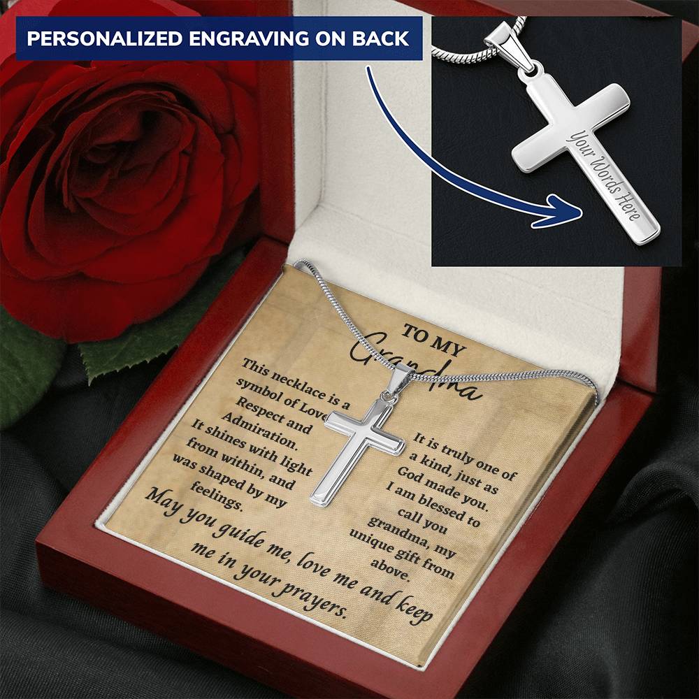 Cross Necklace For Grandma Customize Engraved Cross Necklace