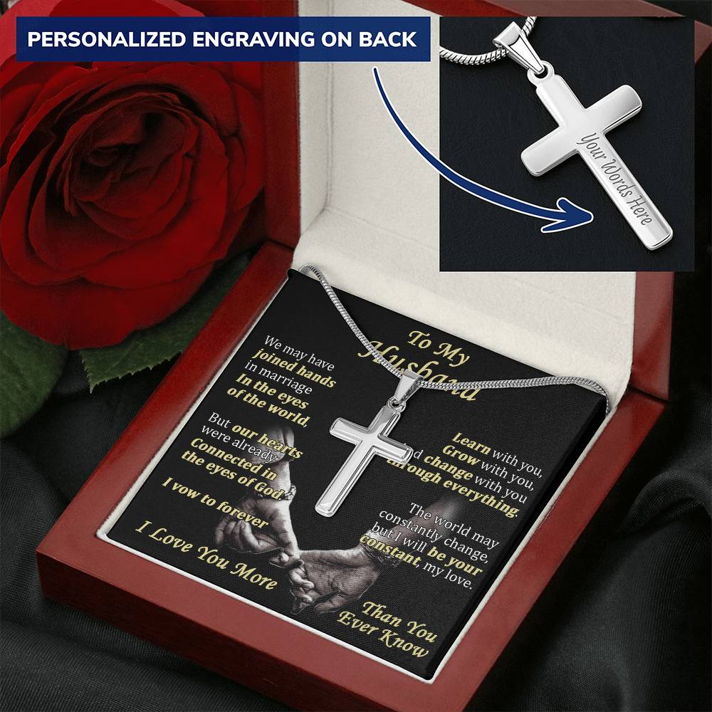 For Husband - My Love - Cross Customize Engraved Cross Necklace