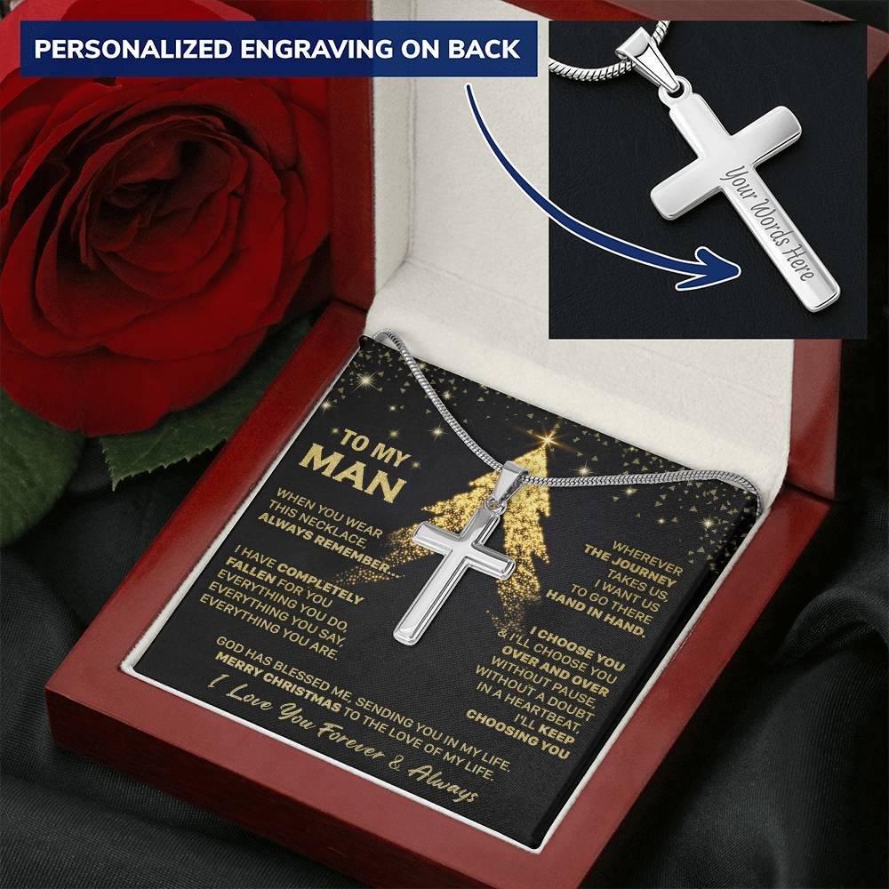 Gift For Husband - Remember - Cross Customize Engraved Cross Necklace