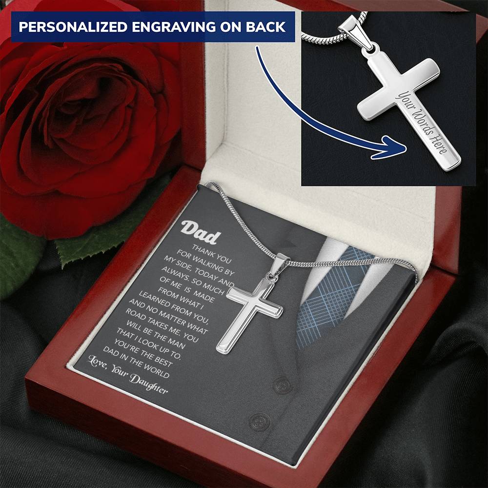 Fathers Day Gift For Your Dad Perfect Gift For Fathers Customize Engraving. Customize Engraved Cross Necklace
