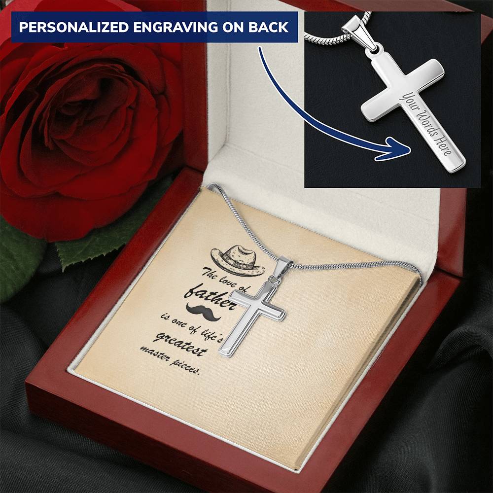 Gift For Dad Customize Cross Necklace Father Daughter To My Dad From Son Customize Engraved Cross Necklace