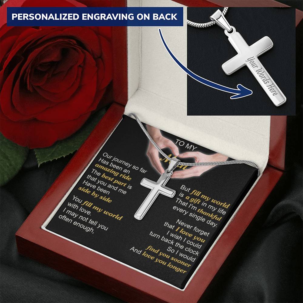 For Your Man - Best Part - Cross Customize Engraved Cross Necklace