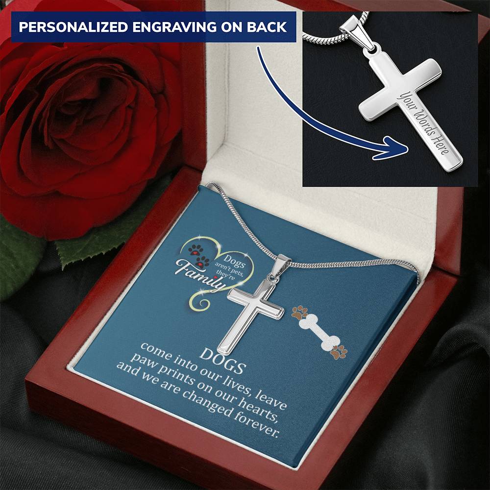 Awesome Pitbull Lover Gift Customize Engraved Cross Necklace