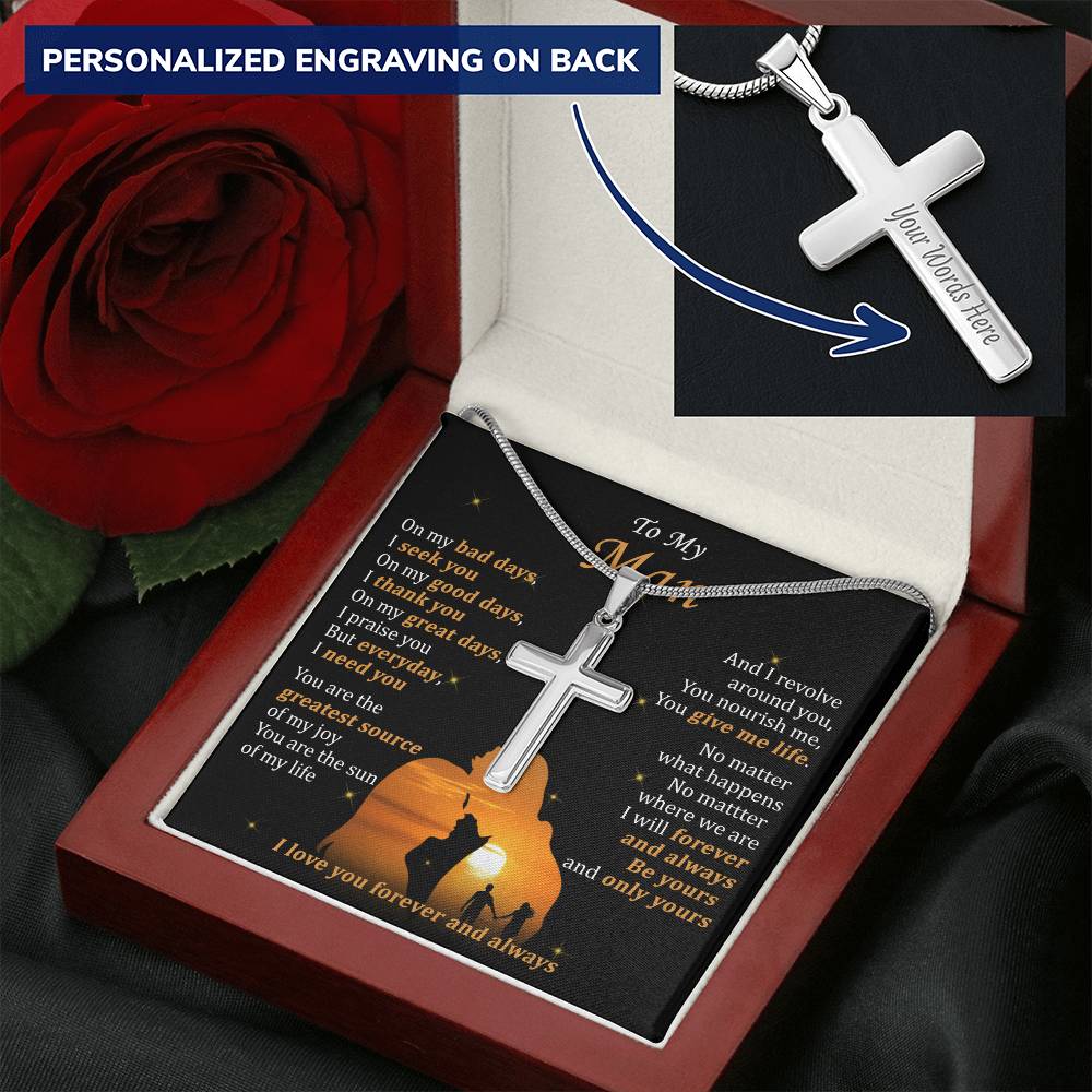 For Your Man - I Need You - Cross Customize Engraved Cross Necklace