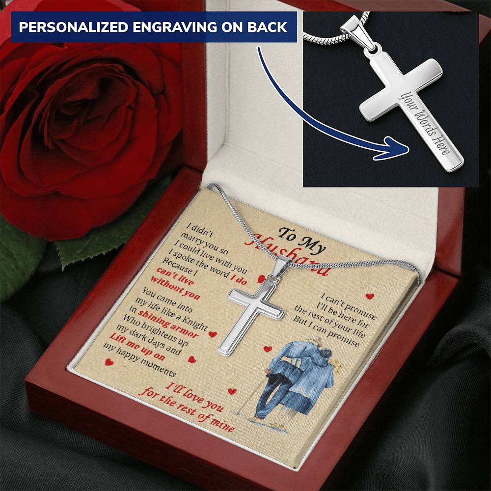 For Husband - Shining Armor - Cross Customize Engraved Cross Necklace