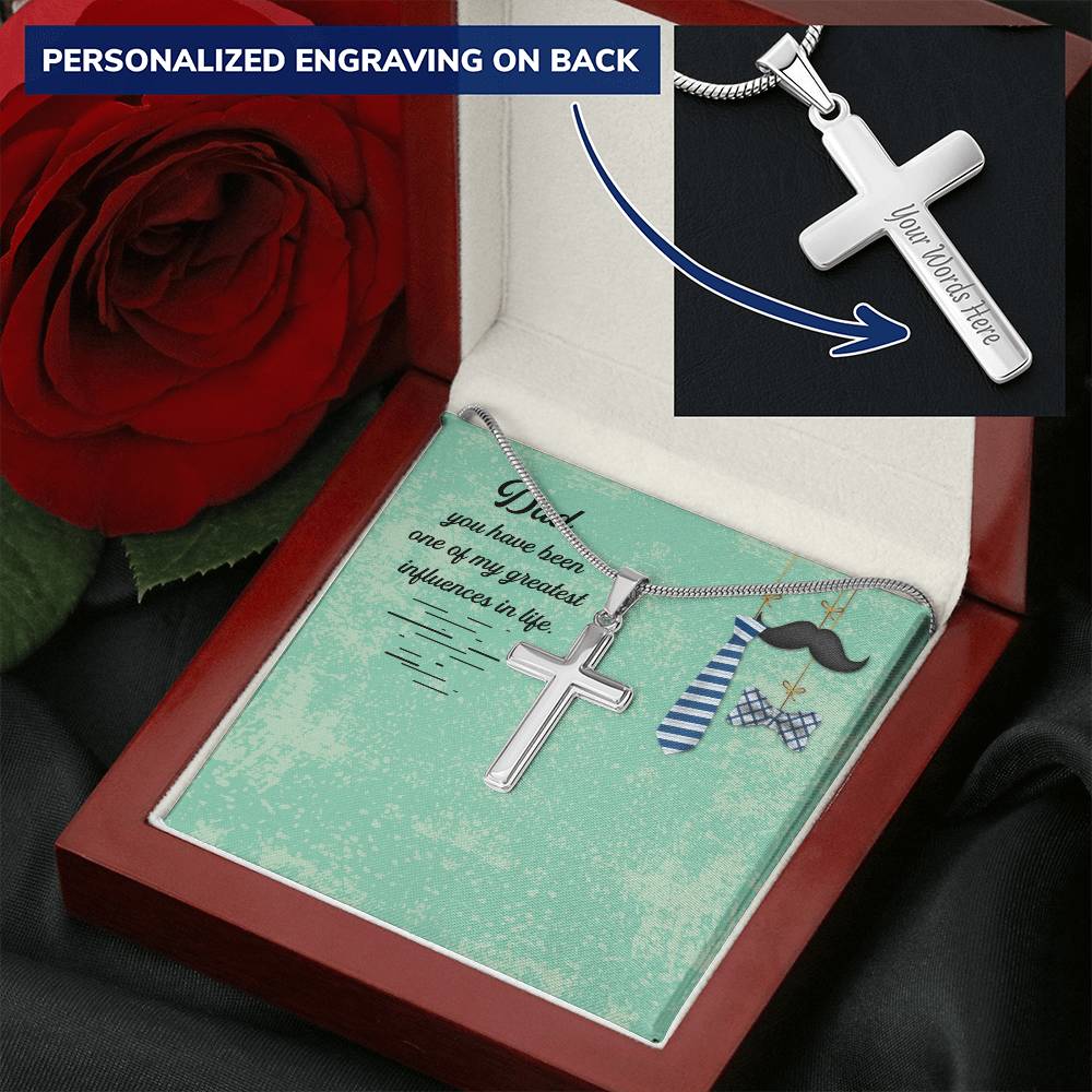 Gift For Dad Customize Cross Necklace Father Daughter To My Dad Custom Gift Customize Engraved Cross Necklace