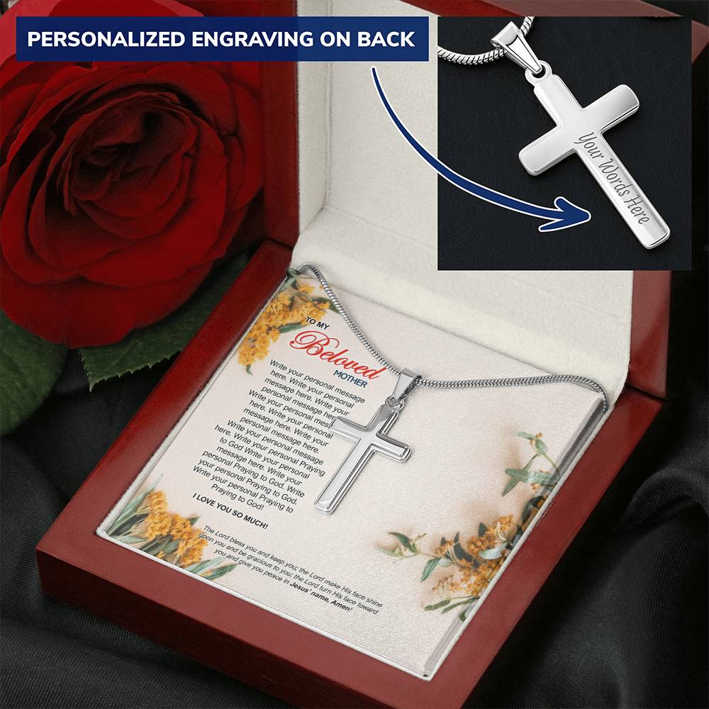 Cross Necklace - Mother's Day Customize Engraved Cross Necklace