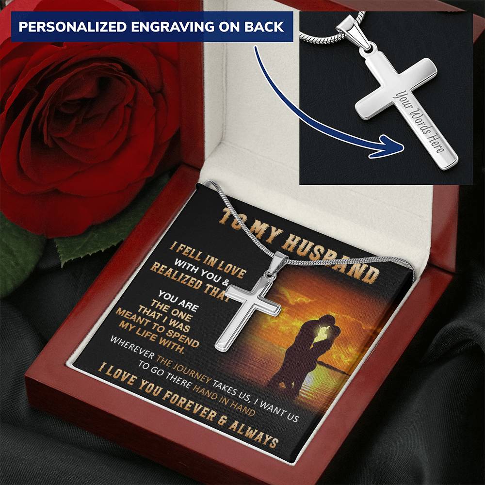 Gift For Husband - In Love - Cross Customize Engraved Cross Necklace