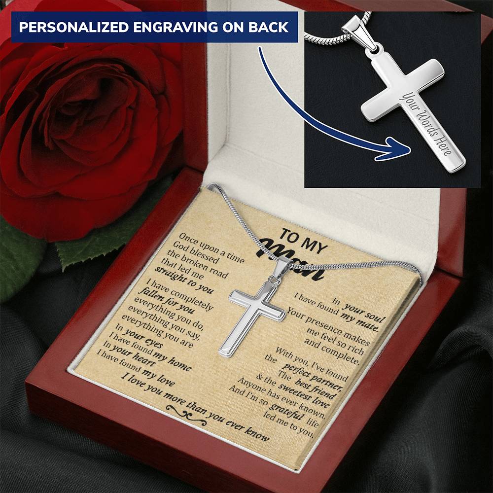 For Your Man - Sweetest Love 2 - Cross Customize Engraved Cross Necklace