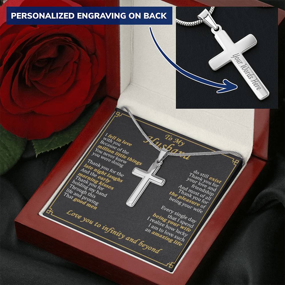 For Husband - Million Little Things - Cross Customize Engraved Cross Necklace