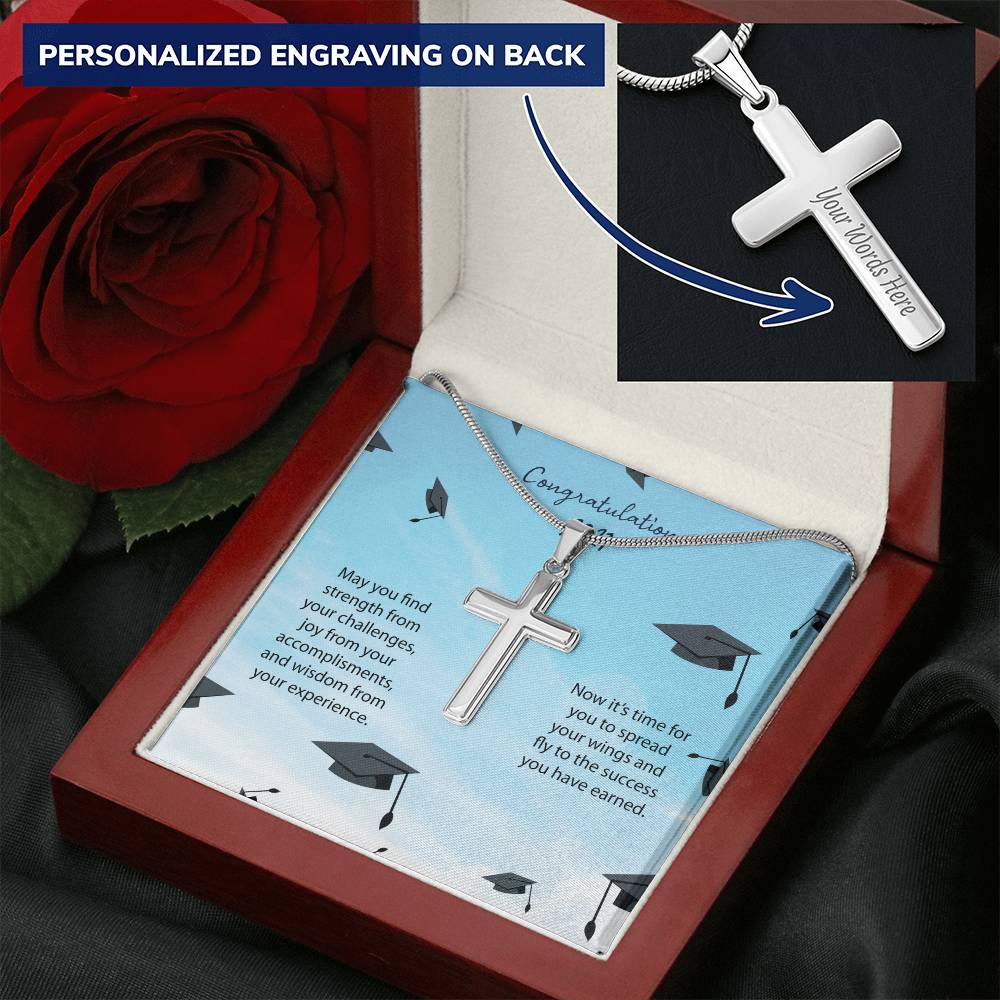 Find Strength Graduation Necklace. Customize Engraved Cross Necklace