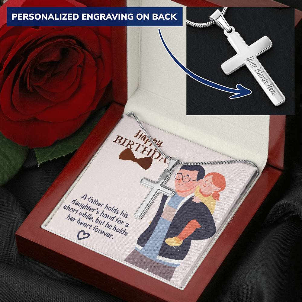 Dad Gift From Daughter Dad Birthday Gift From Daughter Cross Necklace For Dad. 1 Customize Engraved Cross Necklace
