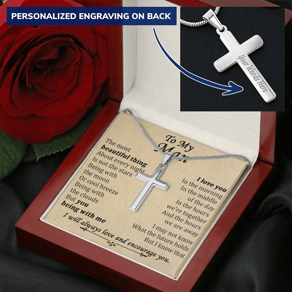 For Your Man - You Being With Me - Cross Customize Engraved Cross Necklace