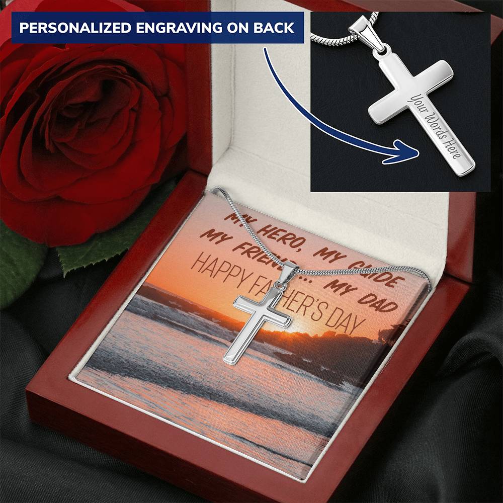 Father’S Day Cross Chain Necklace Customize Engraved Cross Necklace