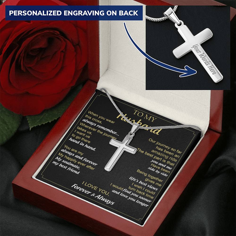For Husband - Amazing Ride - Cross Customize Engraved Cross Necklace