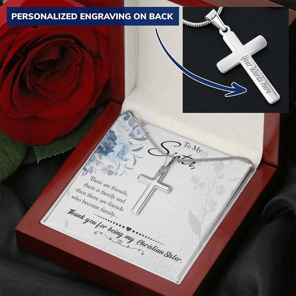 Christian Sister Customize Cross Customize Engraved Cross Necklace