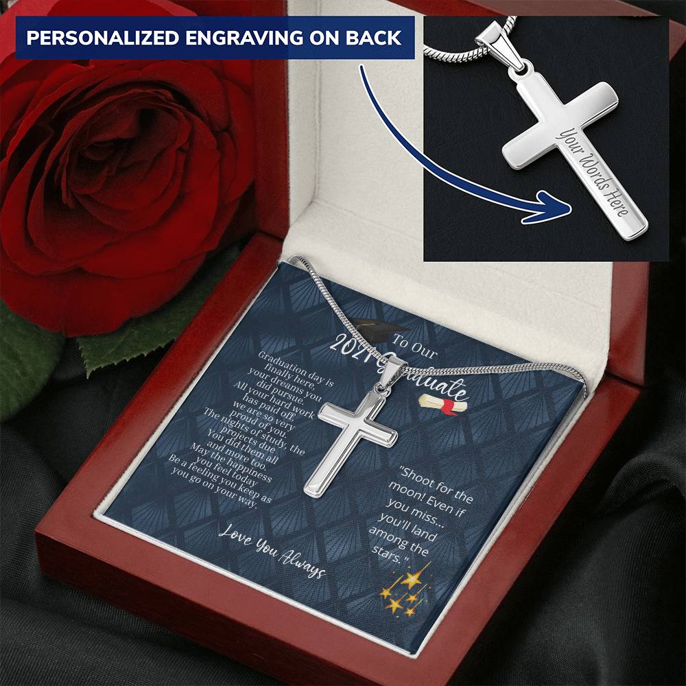 2021 Graduation Cross Customize Engraved Cross Necklace