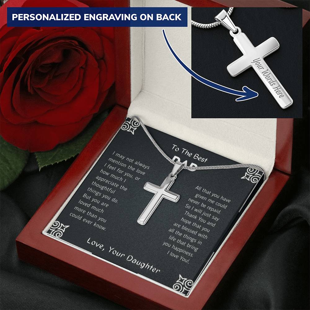 Amazon Dad 1St Customize Engraved Cross Necklace