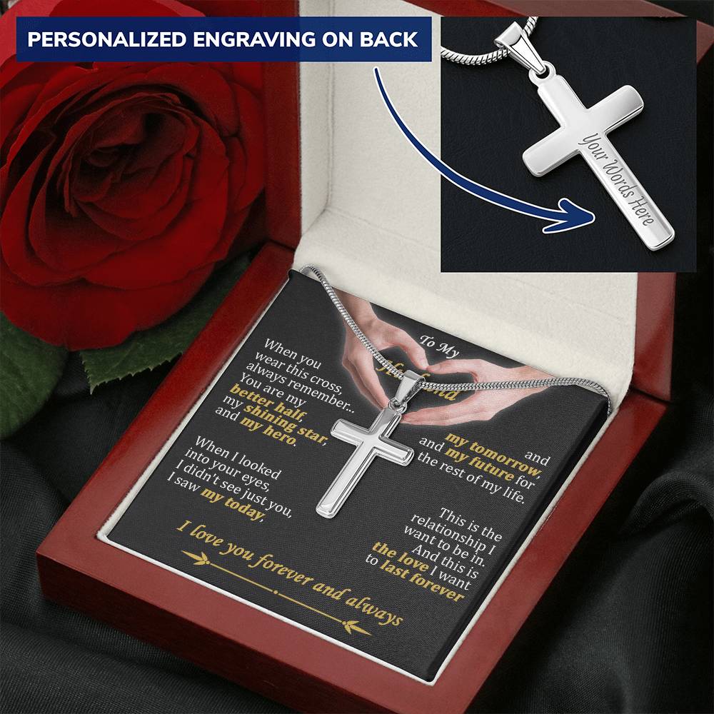 For Husband - My Hero - Cross Customize Engraved Cross Necklace
