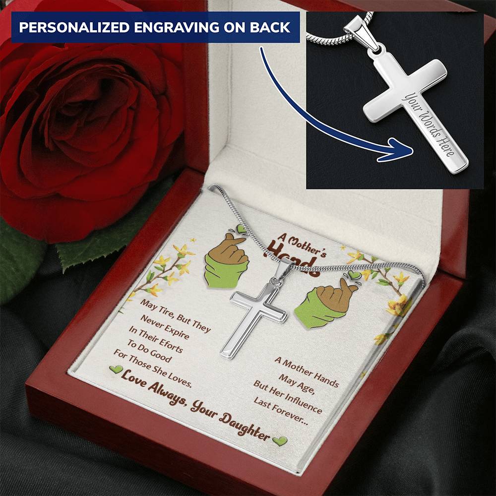 Cross Necklace For Mother Customize Engraved Cross Necklace