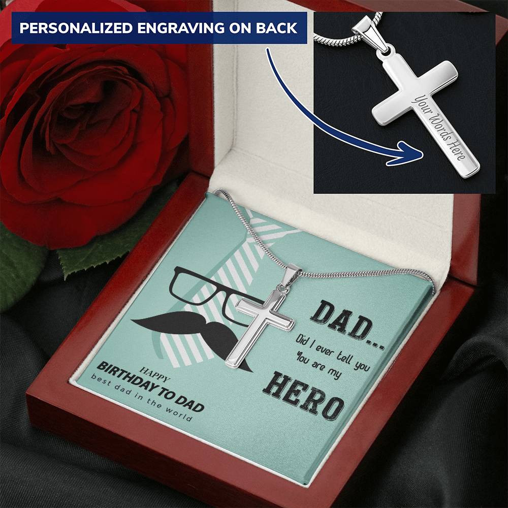 Dad Gift From Daughter Dad Birthday Gift From Daughter Cross Necklace For Dad. 2 Customize Engraved Cross Necklace