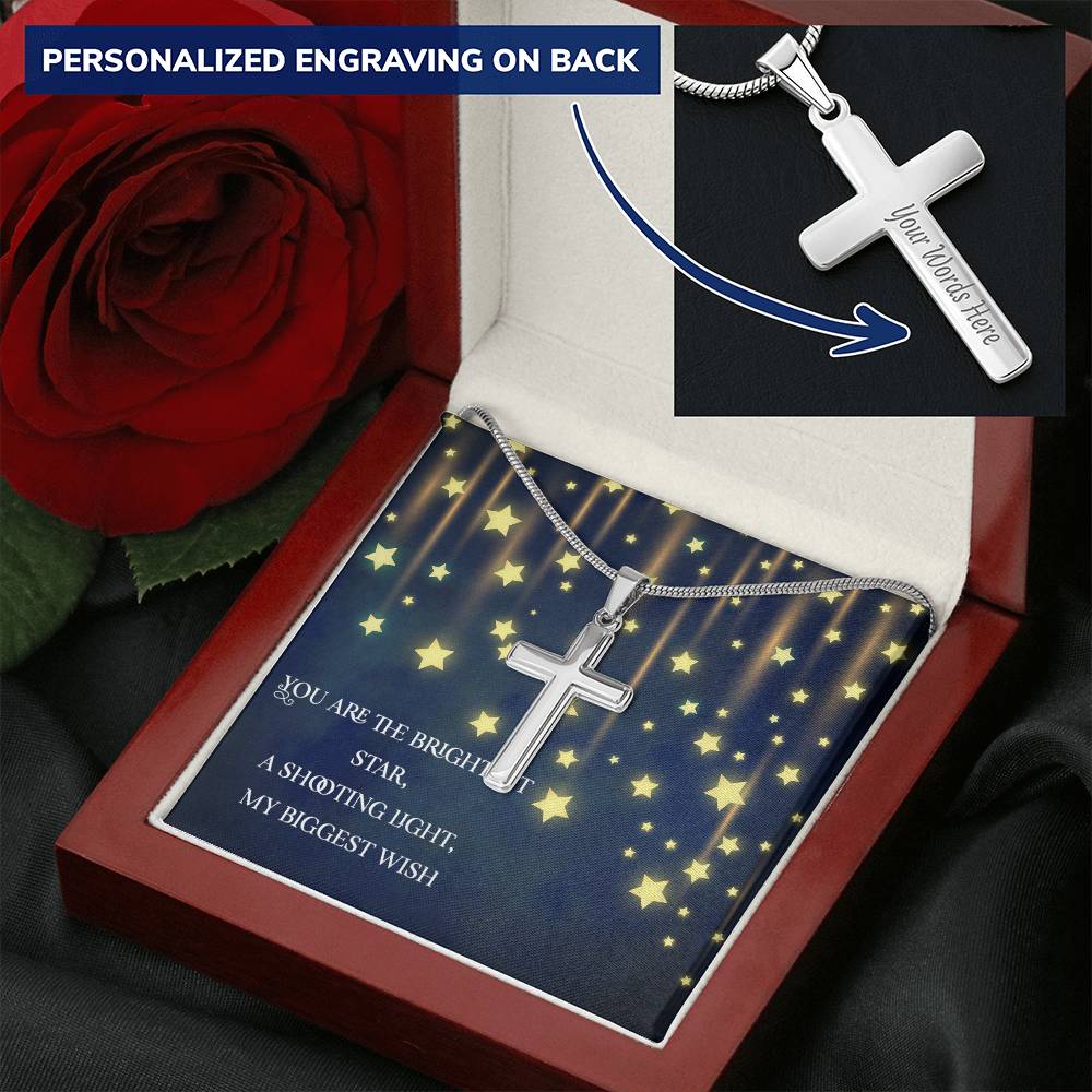 Biggest Wish Customize Engraved Cross Necklace