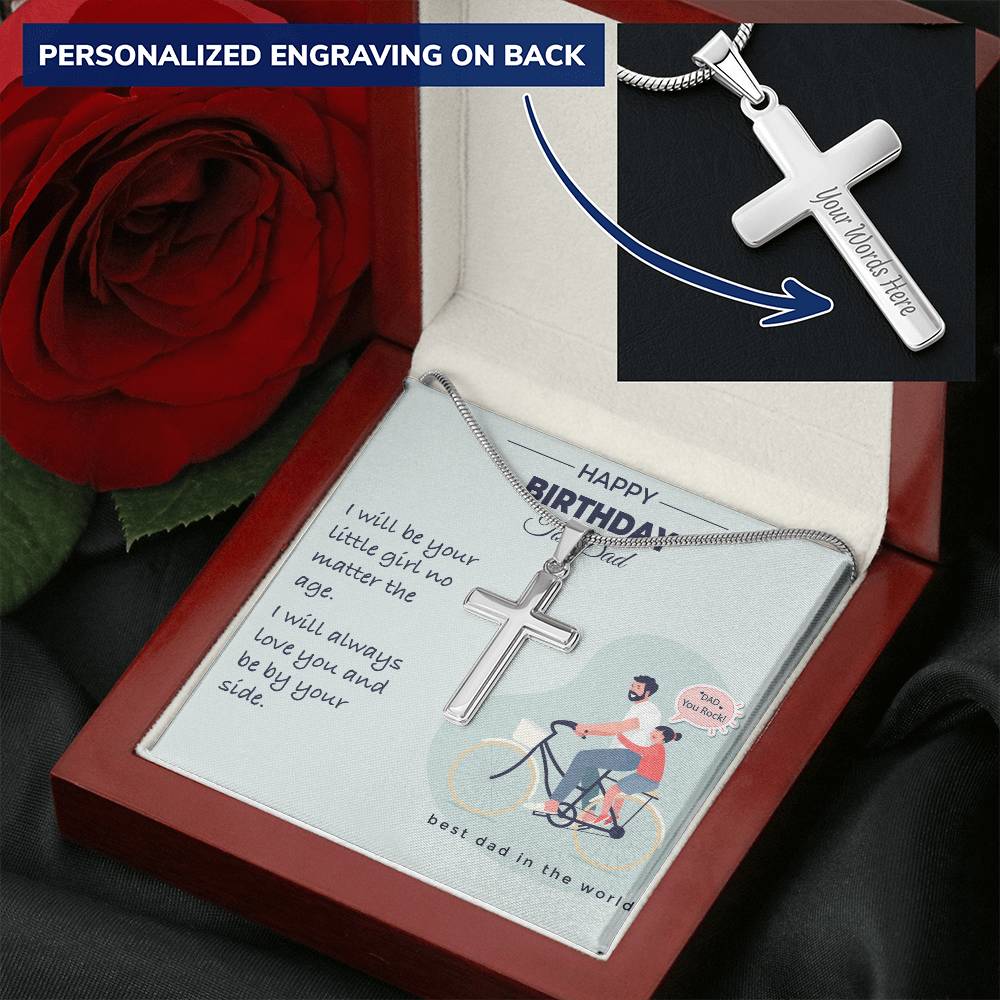 Dad Gift From Daughter Dad Birthday Gift From Daughter Cross Necklace For Dad. Customize Engraved Cross Necklace