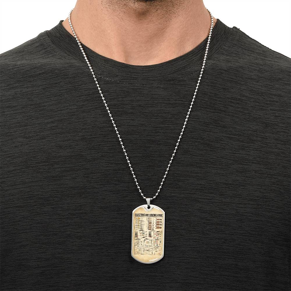 Electrician Knowledge Dog Tag Pendant - Army Tag Necklace, Dog Tag Necklace