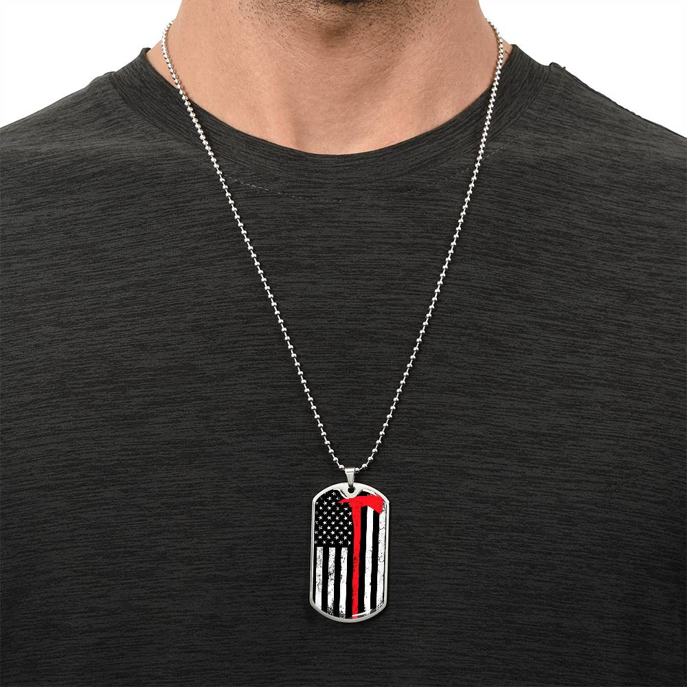 The Thin Red Line Firefighter Dog Tag Pendant Necklace Gifts Engraved Fireman's Dog Tag Engraved Firefighter Dog Tag - Army Tag Necklace, Dog Tag Necklace