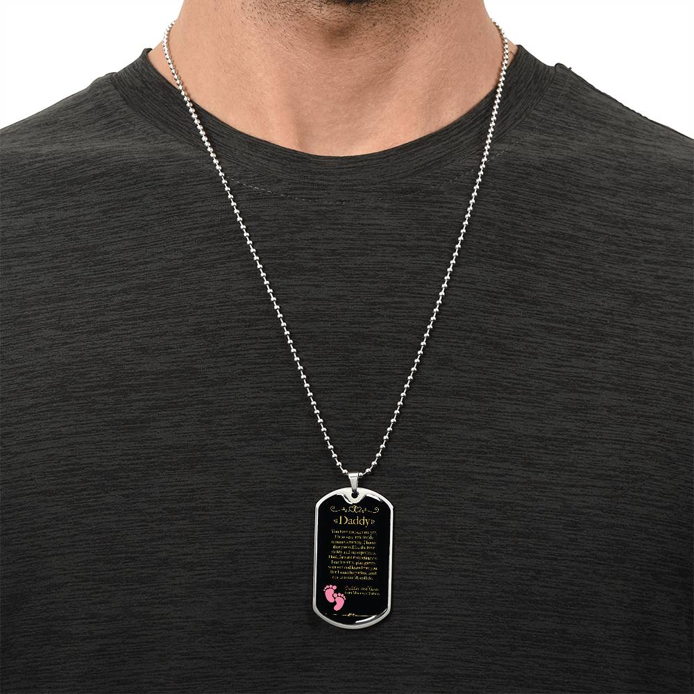 Father's Day Daddy To Be Dog Tag Gift For Dads - Girl Gender Reveal - Army Tag Necklace, Dog Tag Necklace