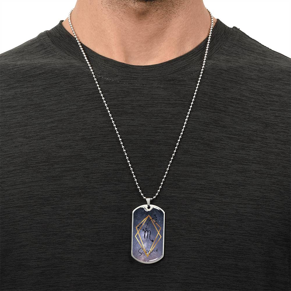 Scorpio Galaxy Personalized Dog Tag Necklace - Army Tag Necklace, Dog Tag Necklace