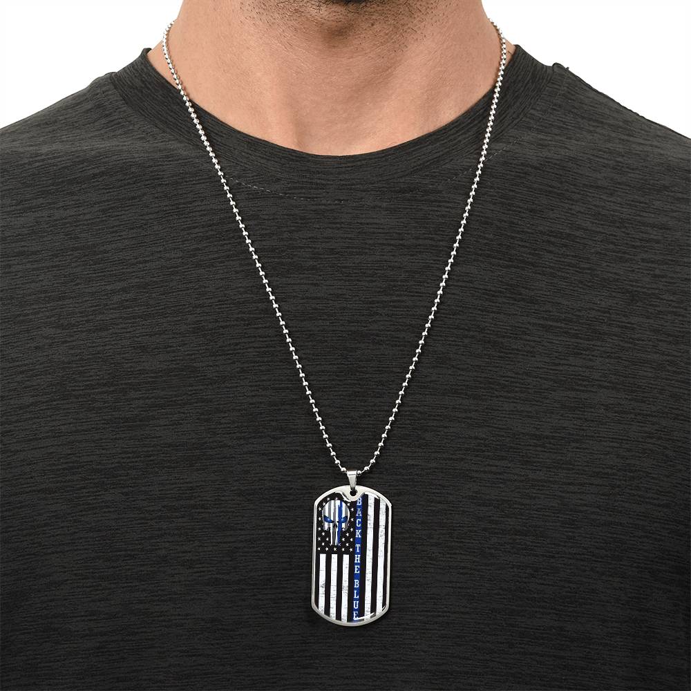 Support Blue Hero - Army Tag Necklace, Dog Tag Necklace