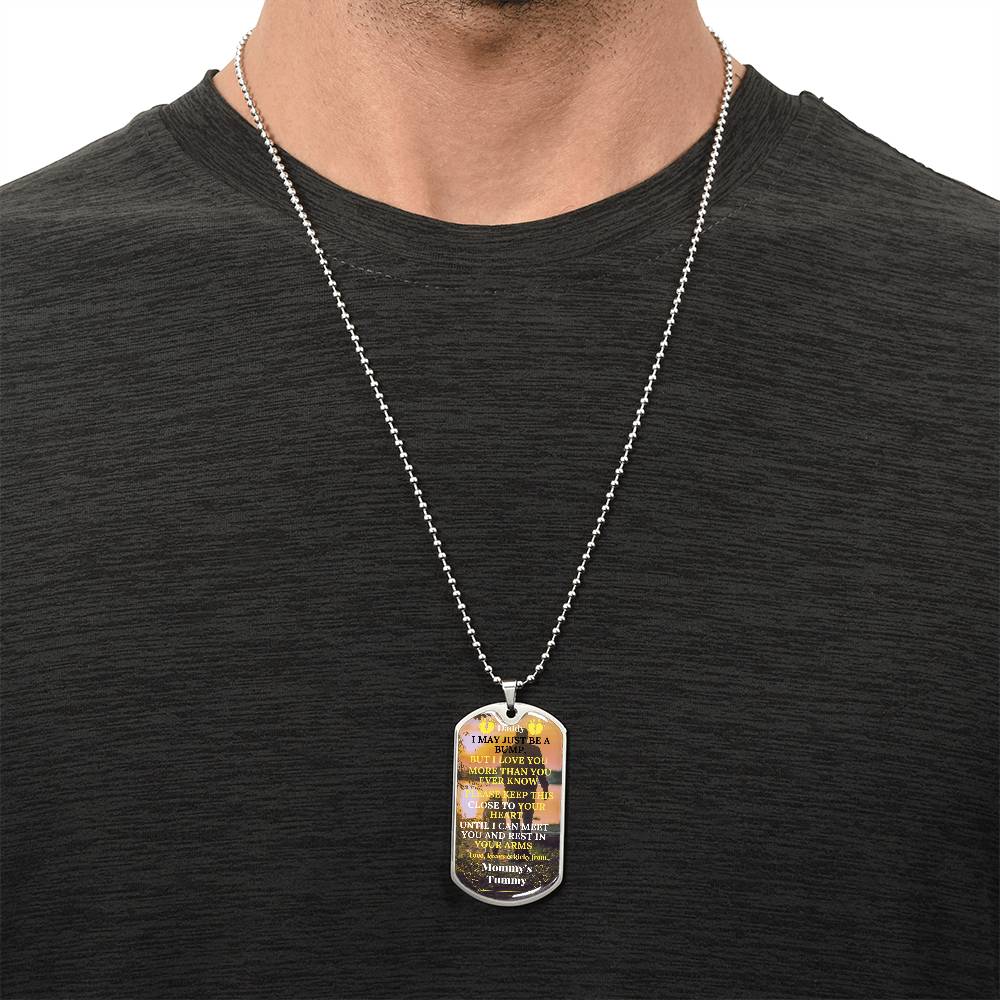 Gift From Bump, Dad to Be Gift, Expectant Father, Pregnancy Gift, From the Bump, Pregnancy Announcement to Husband Boyfriend - Army Tag Necklace, Dog Tag Necklace