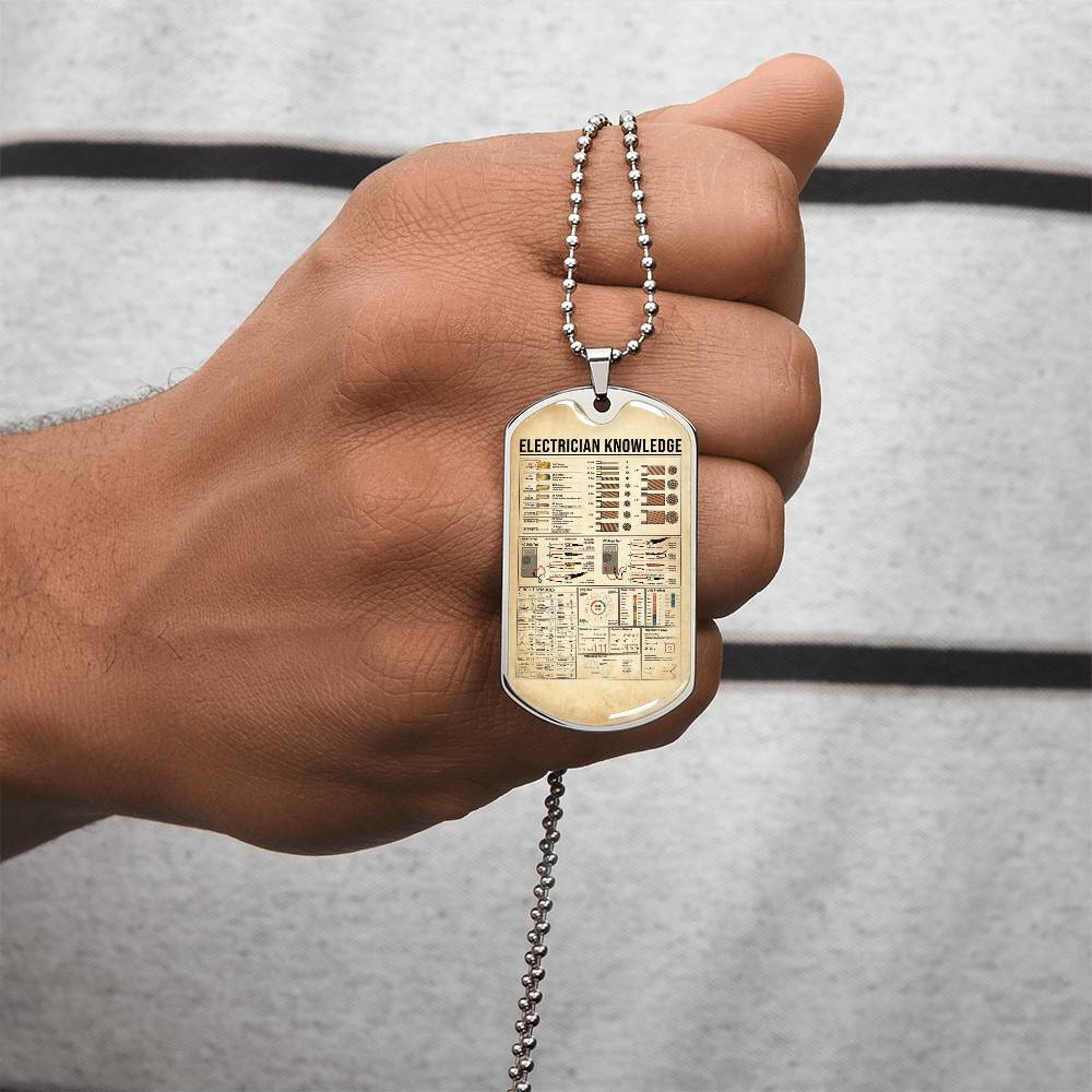 Electrician Knowledge Dog Tag Pendant - Army Tag Necklace, Dog Tag Necklace