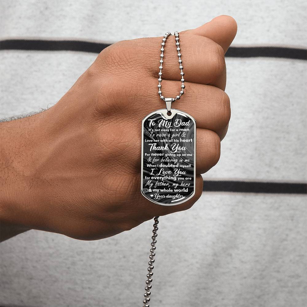 To My Dad - Army Tag Necklace, Dog Tag Necklace