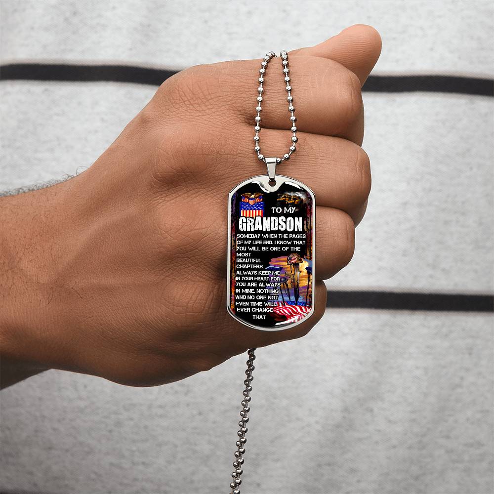 To My Grandson - Army Tag Necklace, Dog Tag Necklace