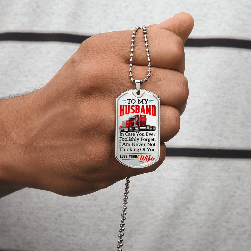 Gift For Trucker - Premium Dog Tag - Army Tag Necklace, Dog Tag Necklace