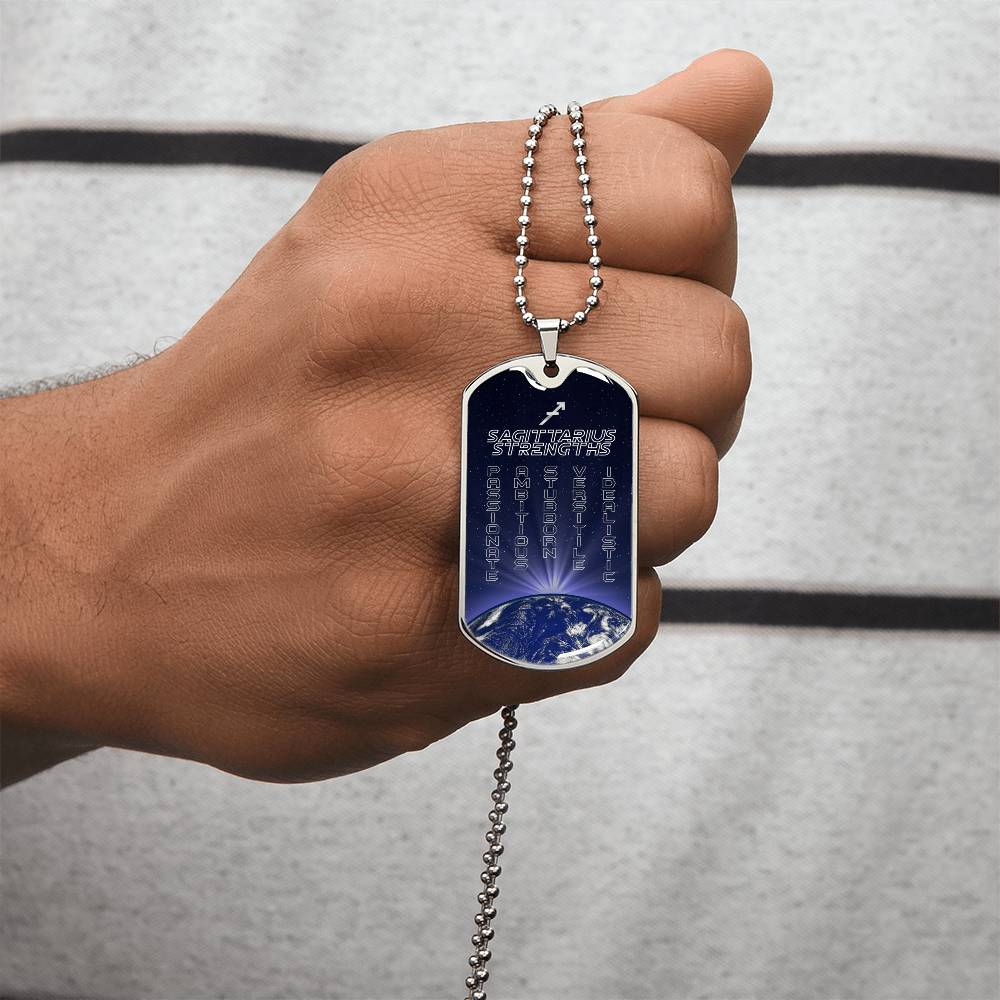 Sagittarius Ball Chain Dog Tag Necklace - Army Tag Necklace, Dog Tag Necklace